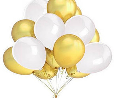 

Retail Factory Solid RFB24 Metallic Balloon(White, Gold, Pack of 50)