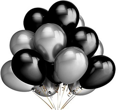 

Retail Factory Solid RFB17 Metallic Balloon(Black, Silver, Pack of 50)