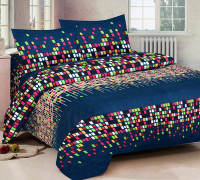 Modern Home 140 TC Polyester Double 3D Printed Flat Bedsheet(Pack of 1, Multicolor)
