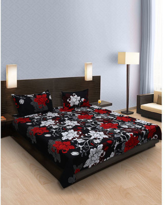 Modern Home 140 TC Polyester Double 3D Printed Flat Bedsheet(Pack of 1, Multicolor)