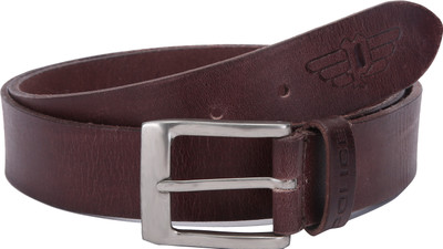 Police Men Casual Brown Genuine Leather Belt