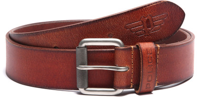 

Police Men Casual Tan Genuine Leather Belt, Dark tan