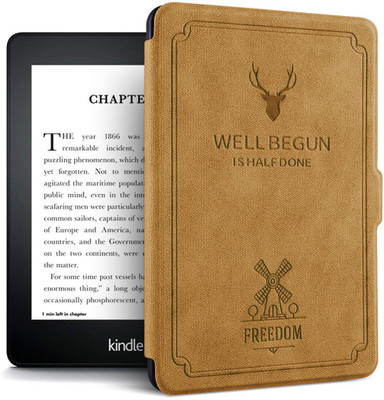 Robustrion Flip Cover for Kindle Paperwhite 3rd Generation/Kindle Paperwhite 1 2 3 2012, 2013, 2014 and 2015(Khaki, Silicon)