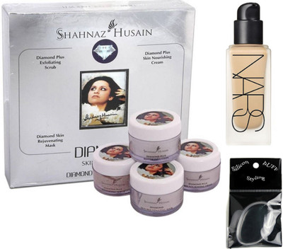 

Styling Silicon puff With Nars foundation & shahnaz husain diamond facial kit(Set of 3)
