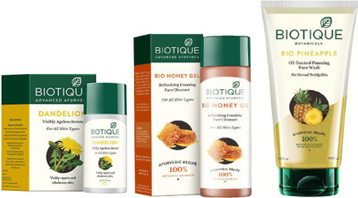 

BIOTIQUE BIO Dandelion Ageless Lightening Serum, Honey Gel Refreshing Foaming Face cleanser, pineapple face wash(Set of 3)