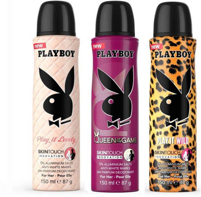 

Playboy Wild + Queen + Lovely Deodorant Spray - For Women(450 ml, Pack of 3)