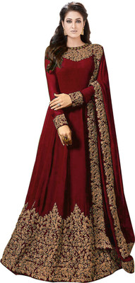 Trilok Fab Anarkali Gown(Maroon) Flipkart