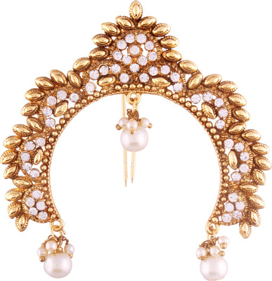 I Jewels Gold Plated Pearl Hair Pin for Women Hair Pin(White, Gold)