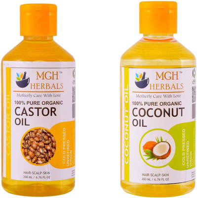 

MGH Herbals Castor Oil and Coconut Oil Combo Each 200ml Hair Oil(400 ml)