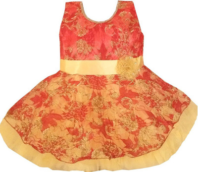 

All About Pink Girls Midi/Knee Length Party Dress(Red, Sleeveless