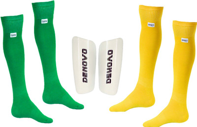 

DeNovo Football Kit (One Pair Large Shin Guard + Two Pairs Lycra Plain Knee Length Football Socks) Football Kit