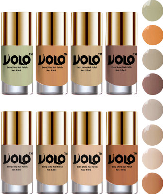 

Volo High-Shine Long Lasting Non Toxic Professional Nail Polish Set of 8 Mischievous Mint, Flirty Nude, Nude, Dark Nude, Nude Tude(Pack of 8)