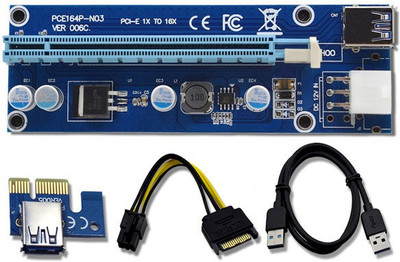 

Terabyte PCI-E PCI Express Riser Card 1x to 16x USB 3.0 Data Cable SATA to 6 Pin IDE Network Interface Card Network Interface Card(Blue)