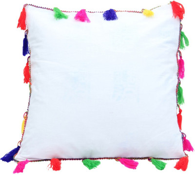 Creative Textiles Polyester Fibre Solid Cushion Pack of 1(White)