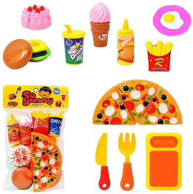

Pepperonz Children"s Favourite Fast Food Cut Vegetables Pretend Playset Fun for Kids, Toy Cutting Velcro Set