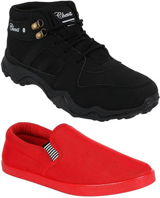 

Chevit Combo Pack of 2 Casual Shoes (Loafers & Running Shoes) For Men(Multicolor, Black::red