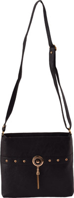 

Capreo Women Casual Black PU Sling Bag