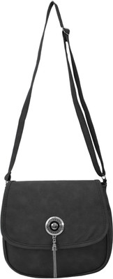Capreo Women Casual Black PU Sling Bag