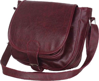 

EMOSHA Men & Women Casual Maroon Leatherette Sling Bag