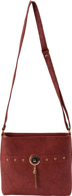 

Capreo Women Casual Maroon PU Sling Bag