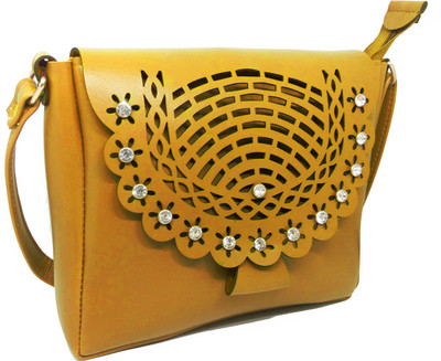 Chalissa Girls Evening/Party, Casual Gold PU Sling Bag