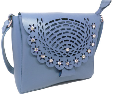 

Chalissa Girls Evening/Party, Casual Blue PU Sling Bag
