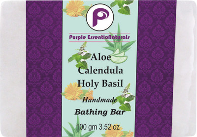 

Purple EssentioNatural Aloe calendula holy basil soap pack of 2(100 g, Pack of 2)
