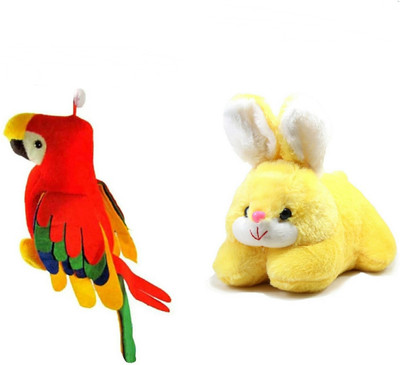 

soniya Enterprises musical parrot-27cm and Rabbit - 25 cm(Multicolor)