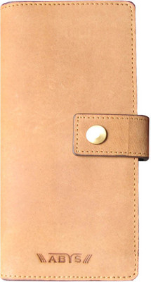 

ABYS Genuine Leather Travel Card Holder||Document Holder||Mobile Cover with Button Closure(Tan)