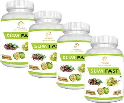 

VIHADO Slim Fast Mixture of Garcinia Cambogia, Green tea & Green coffee beans Extract for weight loss management(240 No)