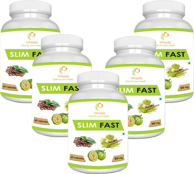 

VIHADO Slim Fast Mixture of Garcinia Cambogia, Green tea & Green coffee beans Extract for weight loss management(300 No)