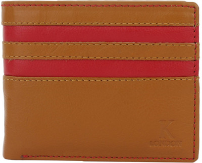 

K London Men Multicolor Genuine Leather Wallet(8 Card Slots), Red;tan