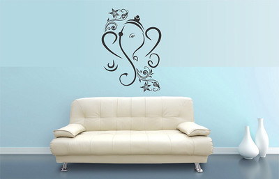 Asmi Collections 60 cm Floral God Ganesha Removable Sticker(Pack of 1)