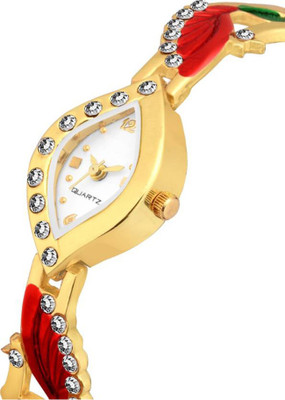 

GUOYU White Dial Golden Morni Designer Strap Studed Diamond Watch For Women And Girls Watch - For Women