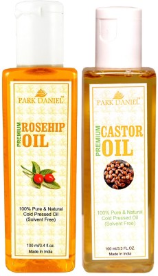 PARK DANIEL Organic Rosehip oil and Castor oil - Natural & Undiluted combo of 2 bottles of 100 ml (200ml)(200 ml)