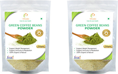 

Vihado Premium Quality Unflavoured Organic Green Coffee Beans Powder for tasty and healthy Drink, Unroasted, Arabica AAA+ - Filter Coffee 50 g(Pack of 2)