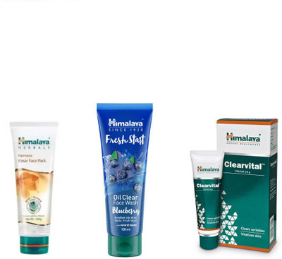 

Himalaya fairness kesar face pack, clearvital cream, fresh start oil clear blueberry face wash(Set of 3)