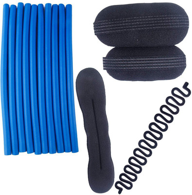 

INAAYA Combo Of Hair Accessories Stick hair Rollers And Banana Donut And Braids Tools And Clips Hair Base For Women And Girls Hair Accessory Set(Black, Blue)
