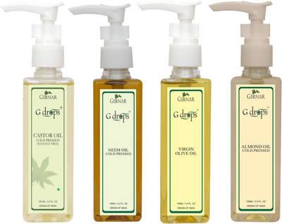 

G Drops Castor,Neem,Virgin Olive,Almond Oil Combo(100ml+100ml+100ml+100ml) Hair Oil(400 ml)