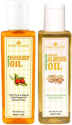 PARK DANIEL Organic Rosehip oil and Almond oil - Natural & Undiluted combo of 2 bottles of 100 ml (200ml)(200 ml)