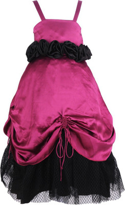 

Samsara Couture Girls Maxi/Full Length Party Dress(Black, Sleeveless, Dark pink & black
