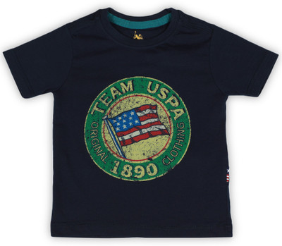 

US Polo Kids Boys Printed Cotton T Shirt(Dark Blue, Pack of 1, Navy