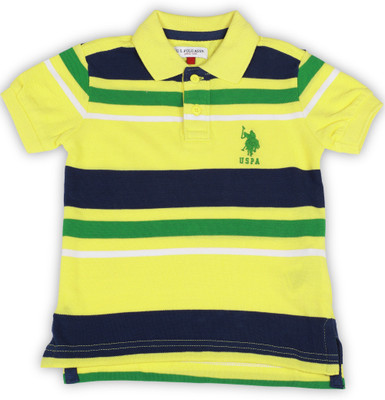 

US Polo Kids Boys Striped Cotton T Shirt(Multicolor, Pack of 1, Med yellow