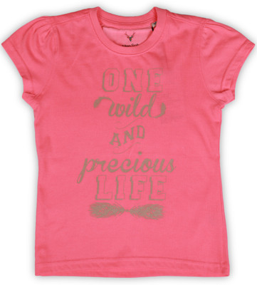 

Allen Solly Junior Girls Printed Cotton T Shirt(Pink, Pack of 1