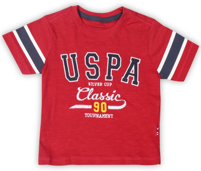 

US Polo Kids Boys Applique Cotton T Shirt(Maroon, Pack of 1, Med red