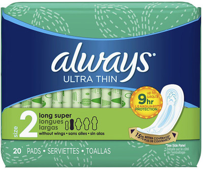 

Always Ultra Thin Long Super Pads, 20-Count Pantyliner(Pack of 20)