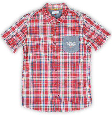 

US Polo Kids Boys Checkered Casual Multicolor Shirt, Me red