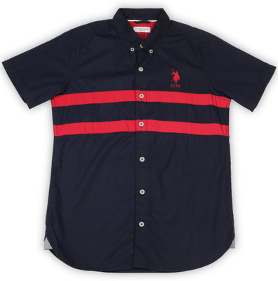 

US Polo Kids Boys Striped Casual Dark Blue Shirt, Navy