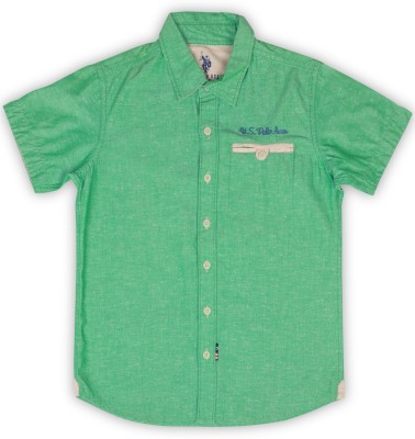 

US Polo Kids Boys Solid Casual Green Shirt, Dk. green