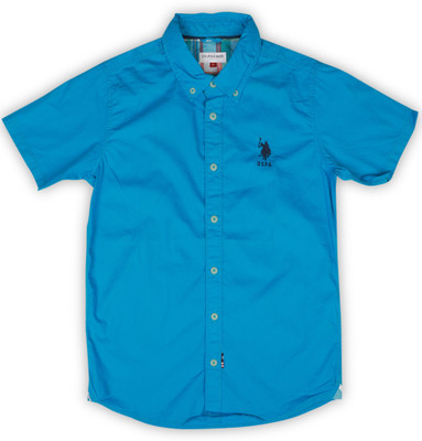 

US Polo Kids Boys Solid Casual Blue Shirt, Me. blue